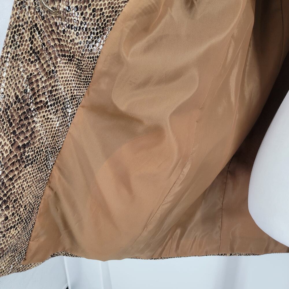 Harve Benard Blazer Womens 14W Faux Snakeskin Brown Black Lined Vintage - Picture 10 of 15